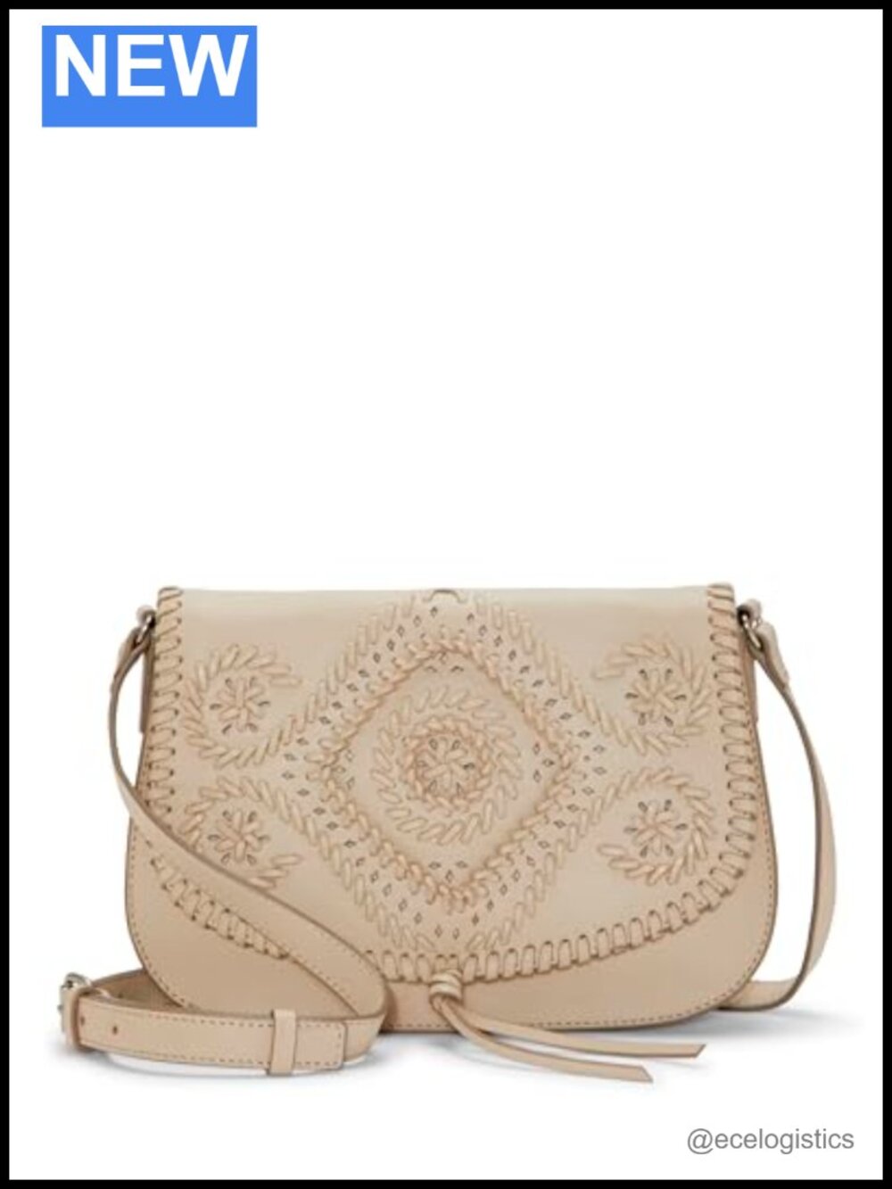 Women's Leather Crossbody Bag with Embroidery, Magnetic Closure, Adjustable